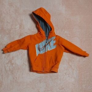 Nike Infants Orange Gray Zip Front Long Sleeve Hoodie Size 12 Months